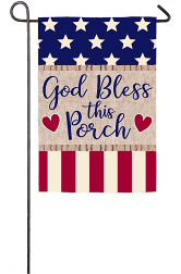 "God Bless This Porch" Burlap Garden Flag
