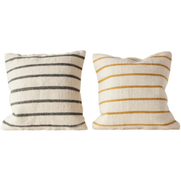 Woven Wool Blend Striped Pillow (2 Color) Poly Fill