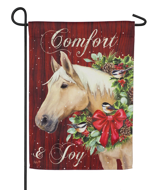Winter Horse Comfort and Joy Suede Garden Flag